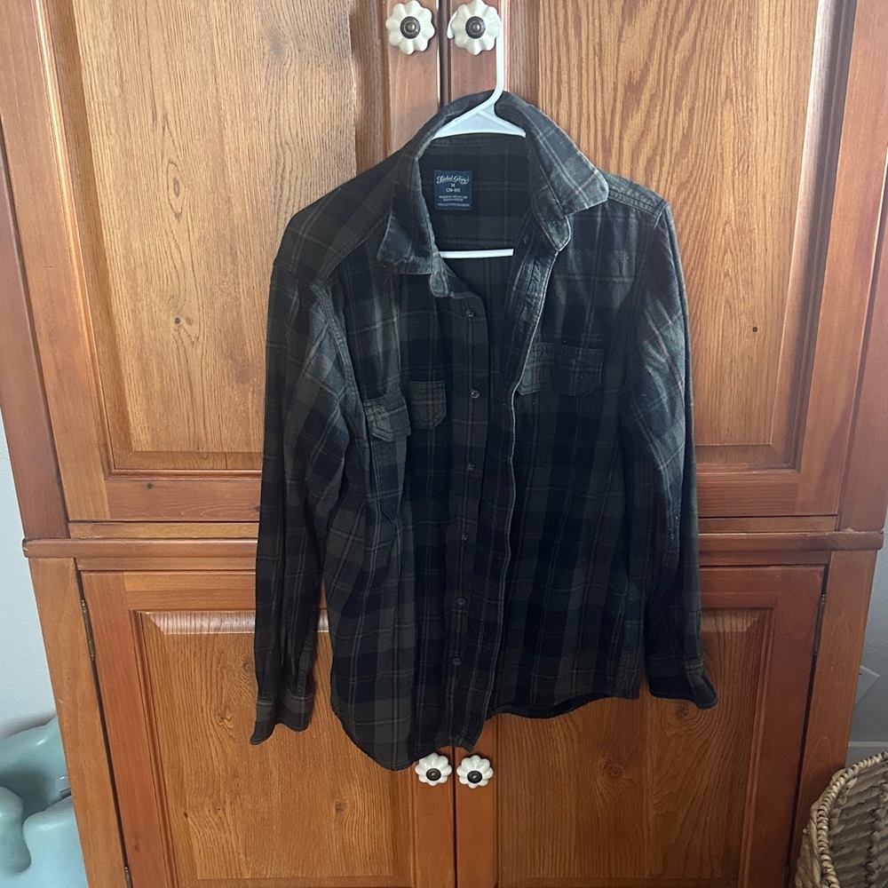 Faded Glory Black and Green Plaid Women's Top